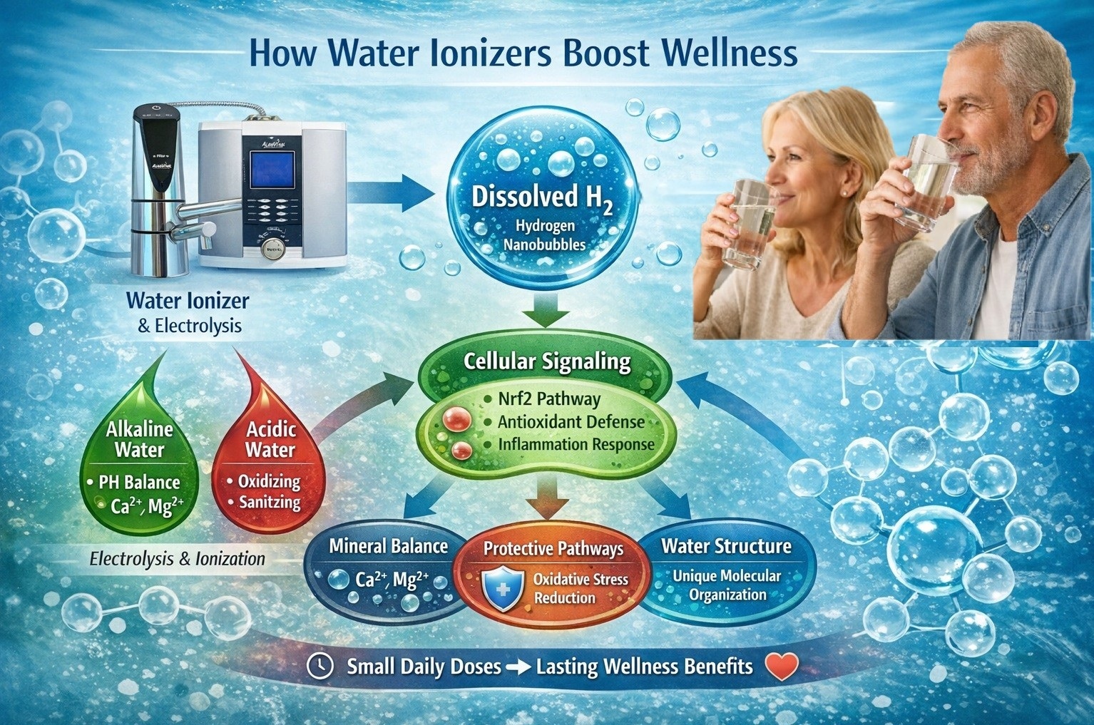 The Science of Ionized Water, Hydrogen Water, and Water Structure